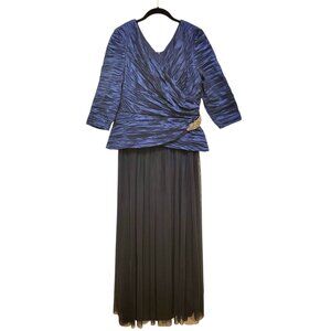 Alex Evenings Blue Formal Gown Sz 14 Mother of the Bride Wedding Holiday Dress